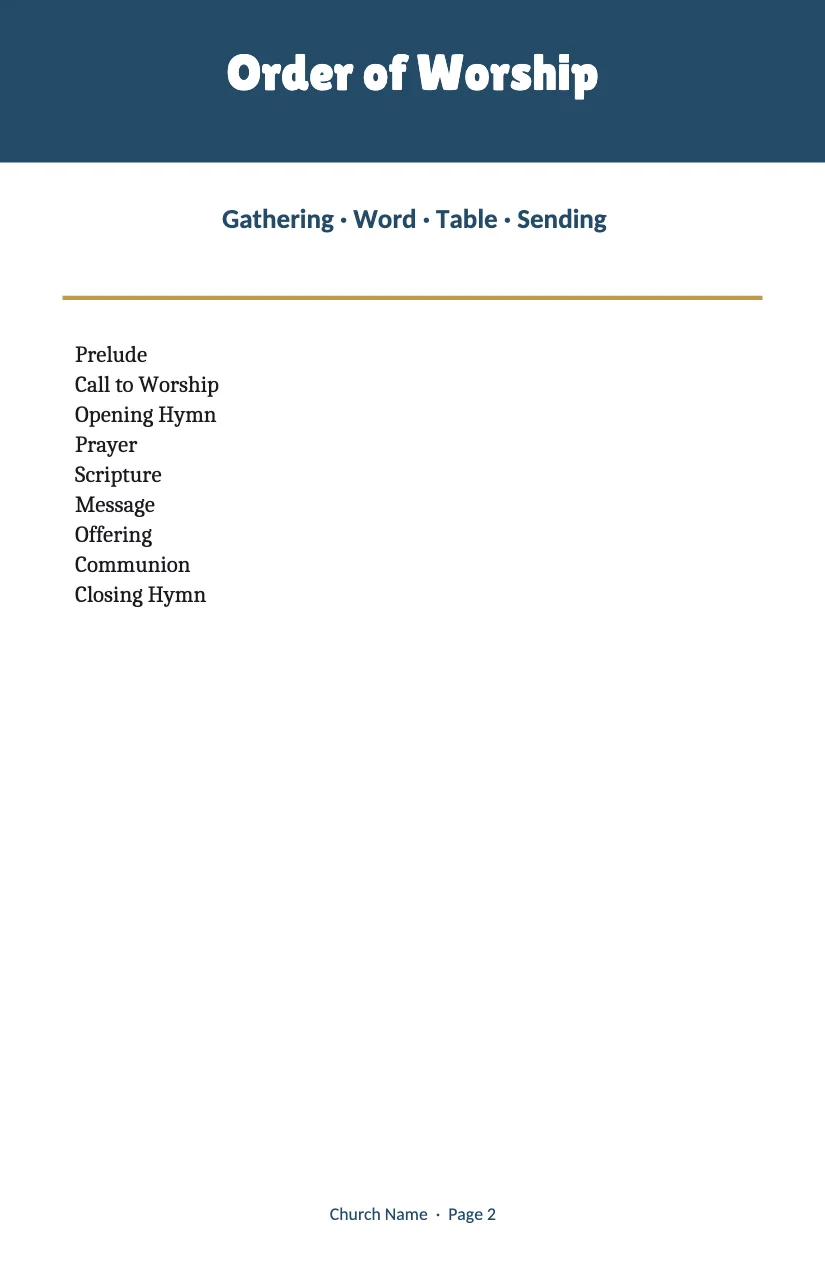 Sunday Bulletin template, page 2