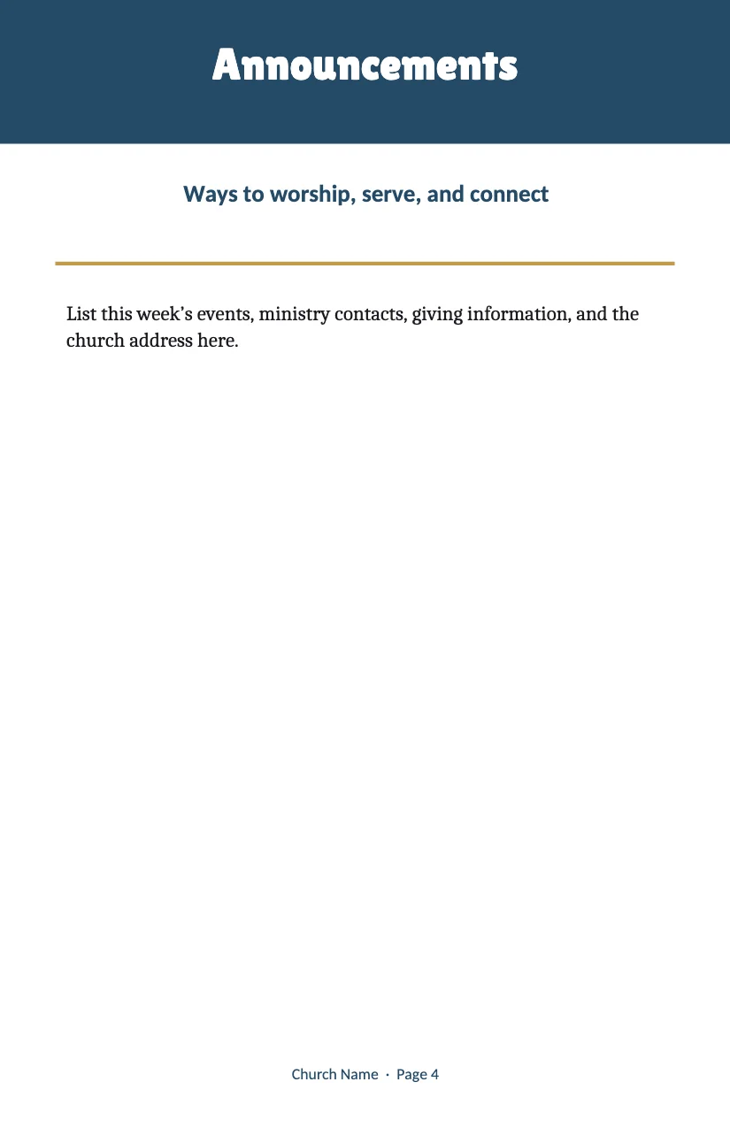 Sunday Bulletin template, page 4