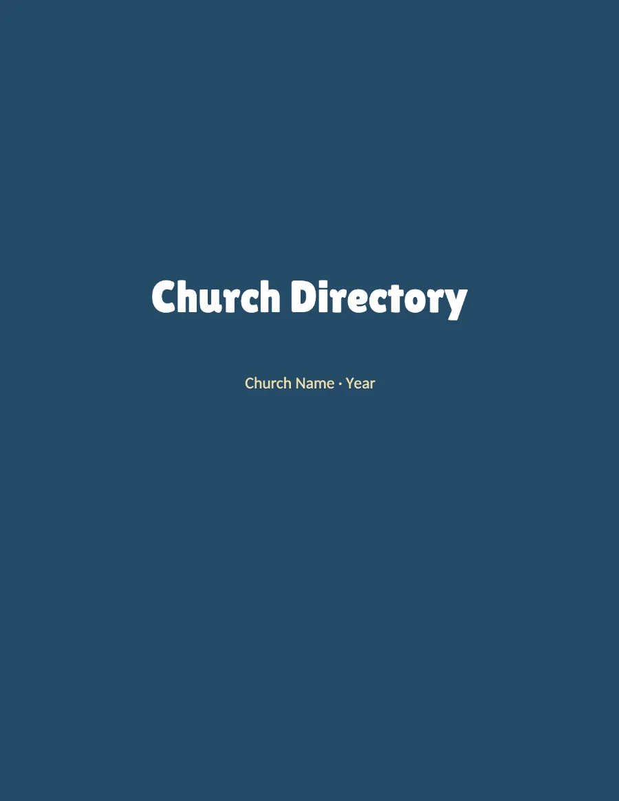 Church Directory template, page 1, exported from stillPUB