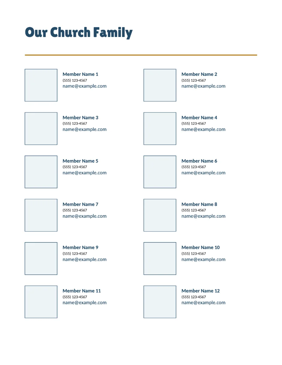 Church Directory template, page 2