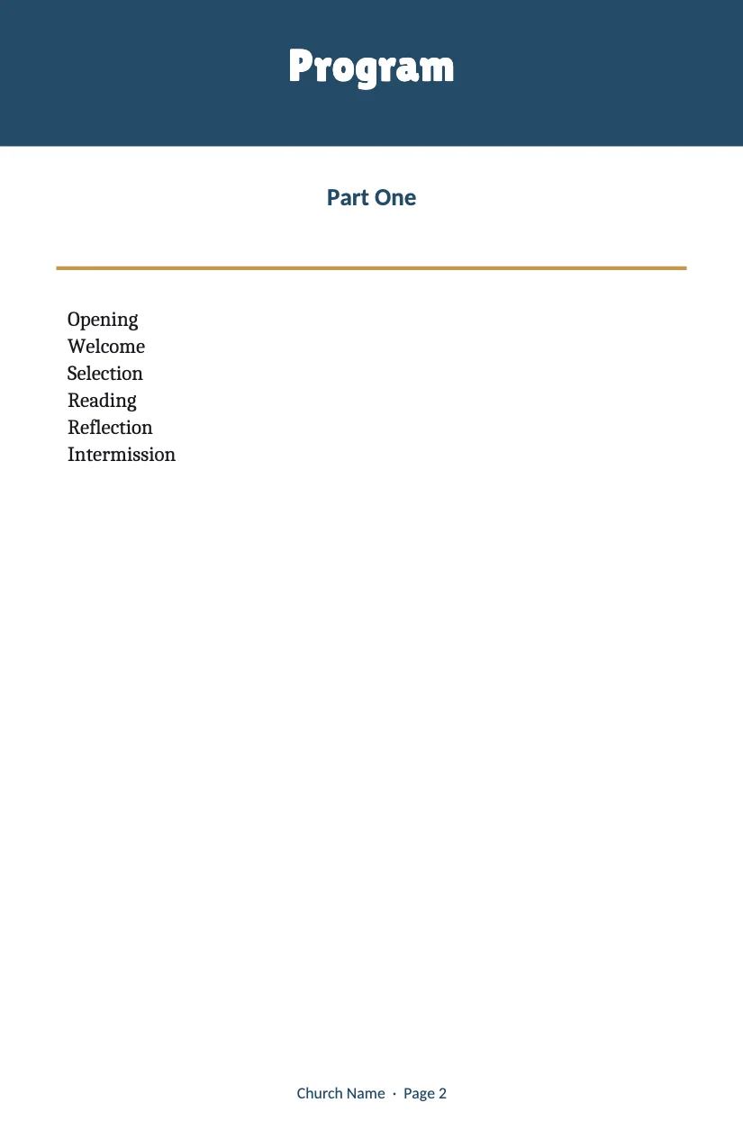 Program Booklet template, page 2