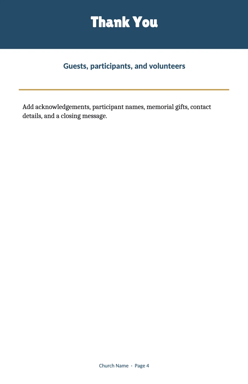 Program Booklet template, page 4