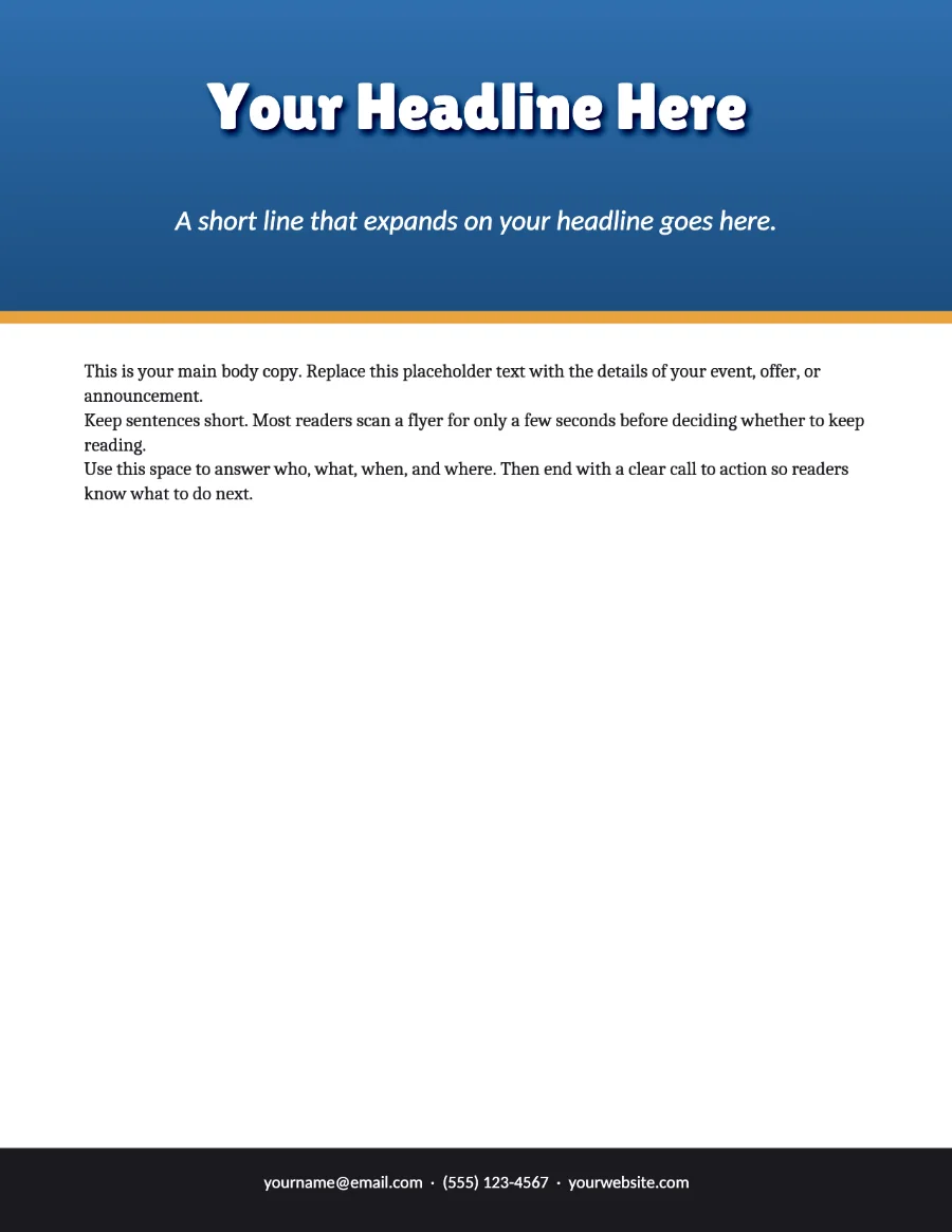 Flyer template, page 1, exported from stillPUB
