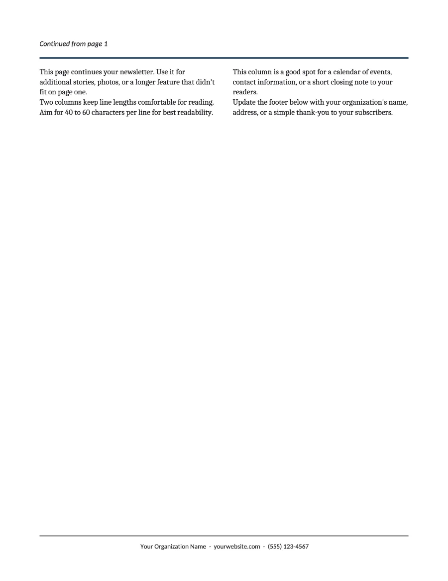 Newsletter template, page 2